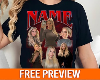 Custom Photo Bootleg T-Shirt: 90s Retro Birthday Gift