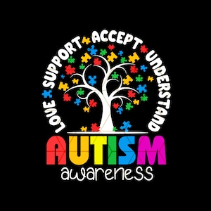 Autism Awareness Png: Love, Accept, Support Design