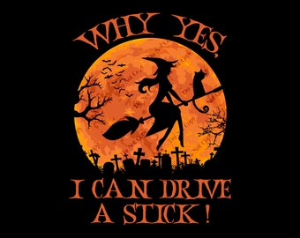 Funny Witch Halloween PNG | I Can Drive A Stick Design