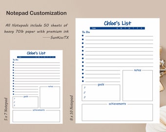 Personalized to Do List Notepad Custom Planner - Etsy