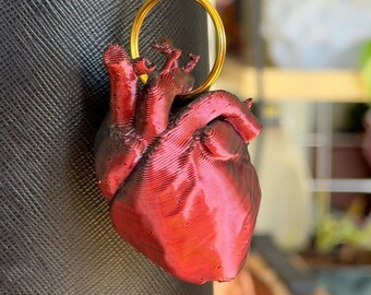 Anatomic Heart 3d printed Keychain or Magnet  – Gothic Valentine's Gift – Personalized Engraved - Bagcharm