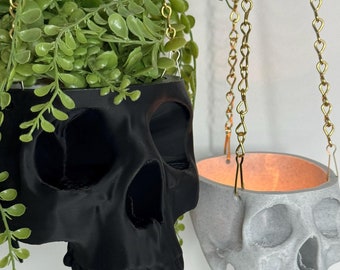 3D Printed Skull Hanging Planter: Gothic Home Decor - solid color