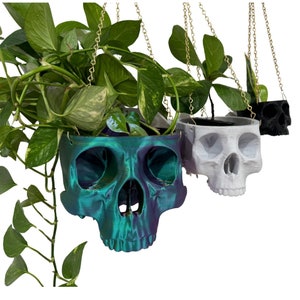 Hanging planter Skull, 3D printed Skull pot, Light holder, Ritual, Gothic, Candy bowl, Halloween decor, spooky season