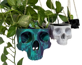 Hanging planter Skull, 3D printed Skull pot, Light holder, Ritual, Gothic, Candy bowl, Halloween decor, spooky season