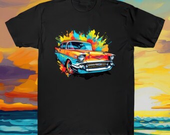 1957 Hot Rod Shirt Classic American Car T Shirt Vintage 57 Classic Low Rider Car Enthusiast Gift Retro Muscle Car Graphic Tee