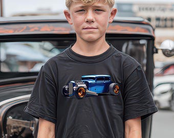 Blue Hot Rod Coupe T-Shirt, Classic Car Lover Tee