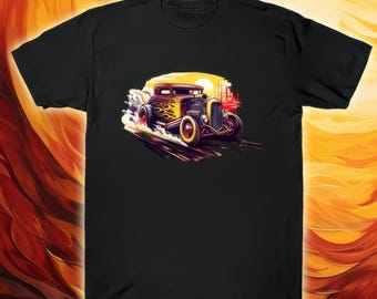 Vintage Hot Rod T-Shirt, Classic Car Sunset Graphic Tee
