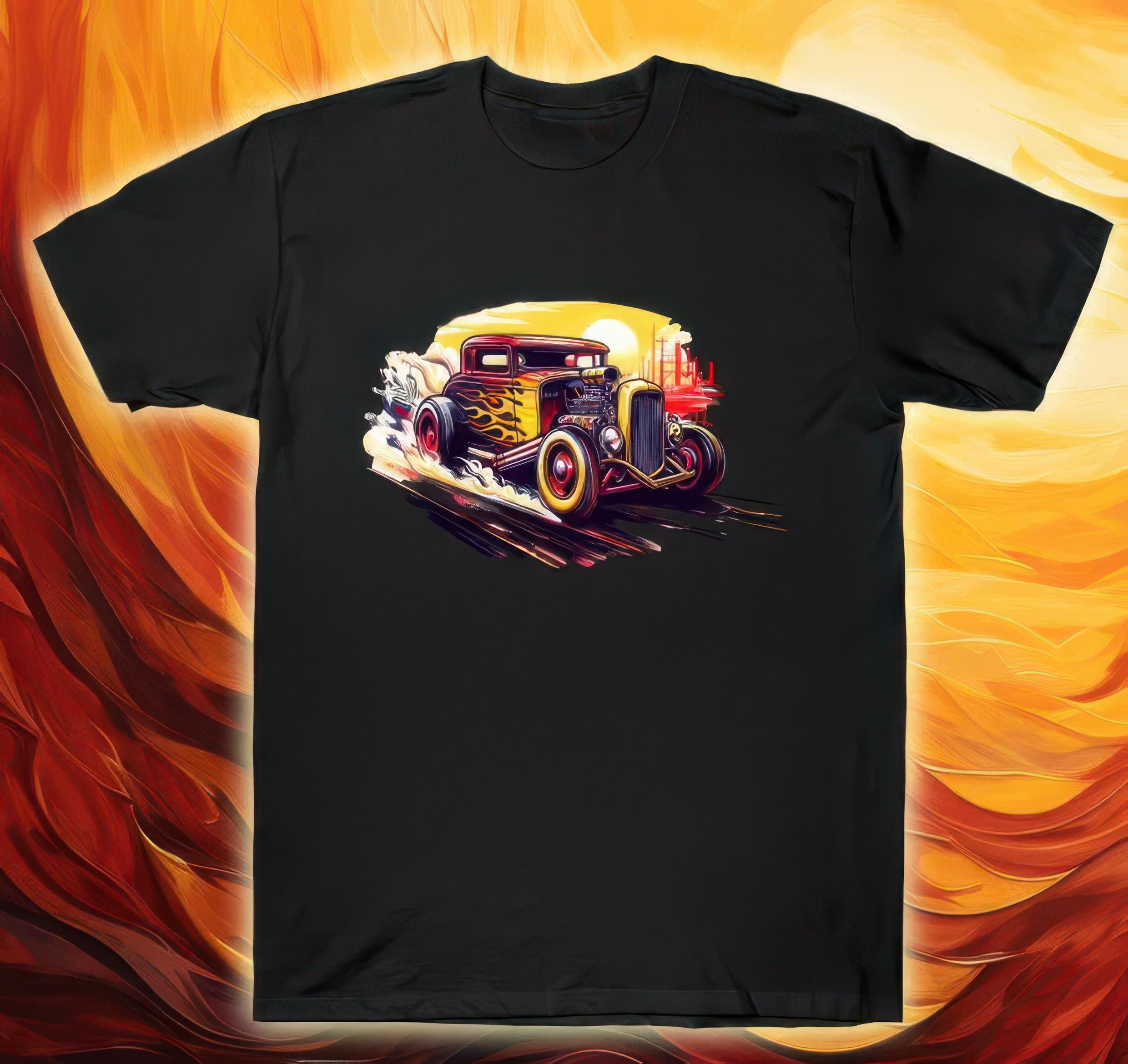 ヴィンテージ ホットロッド Tシャツ、クラシックカー サンセット 