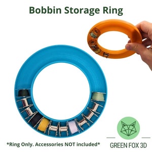 Snap in Bobbin Storage Ring - Holds 20+ Standard Bobbins - Sewing Aid Tray for Bobbins - Bobbins Will Not Fall Out or Unravel