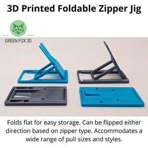 Zipper Jig, Foldable 3D Printed Zipper Pull Installation Tool, Sewing Notion, Easily Install Any Pull Onto Zipper Tape, 3rd Hand Zipper Tool