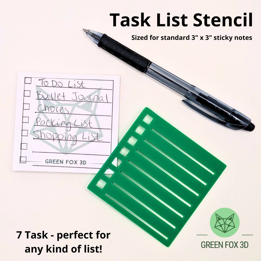 Checklist Stencil for 3x3 Sticky Notes 3D Printed, to Do List ...