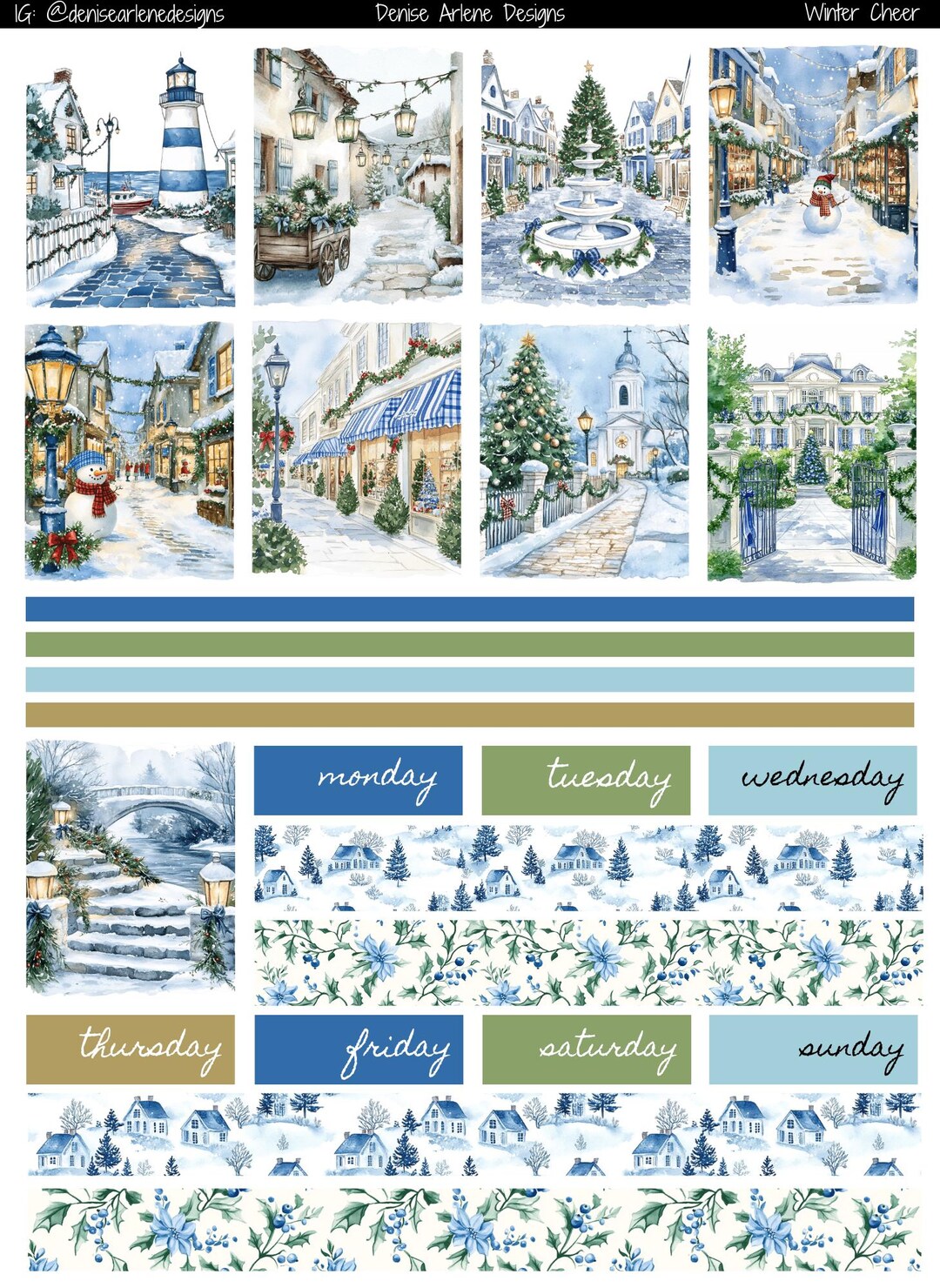 WINTER CHEER Printable Erin Condren 7x9 Vertical Weekly Planner Kit - Etsy