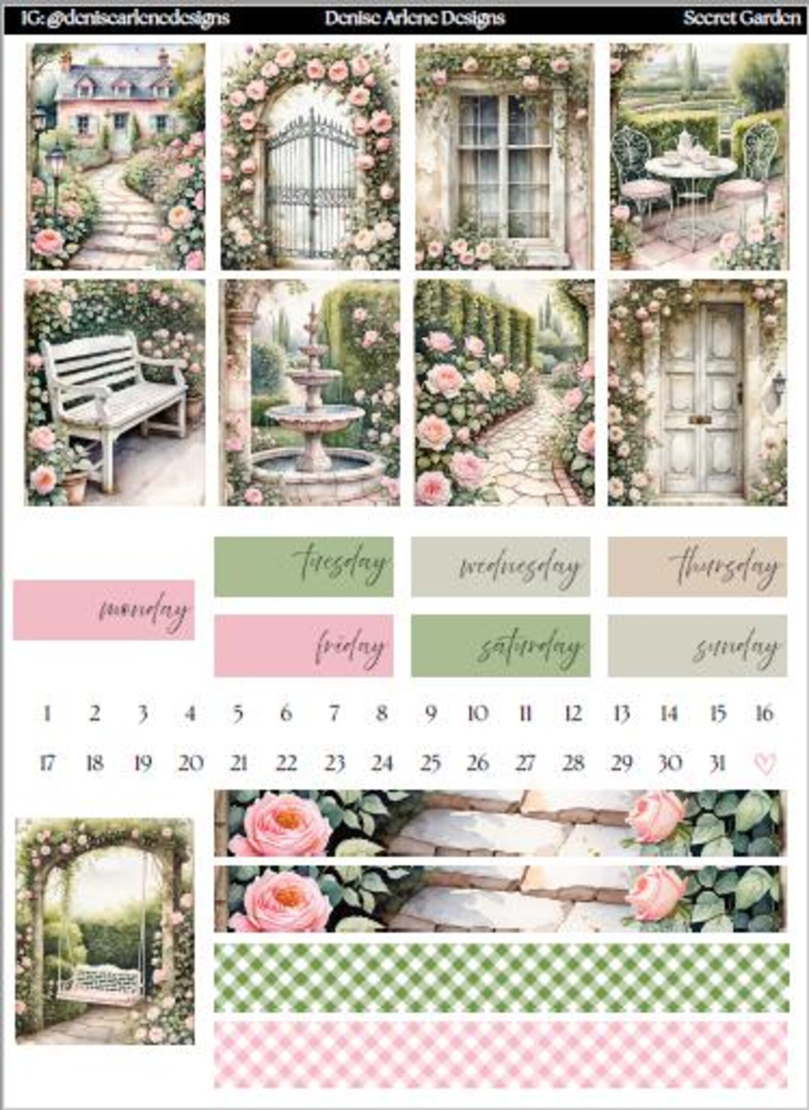 SECRET GARDEN Printable Weekly Planner Kit - Etsy