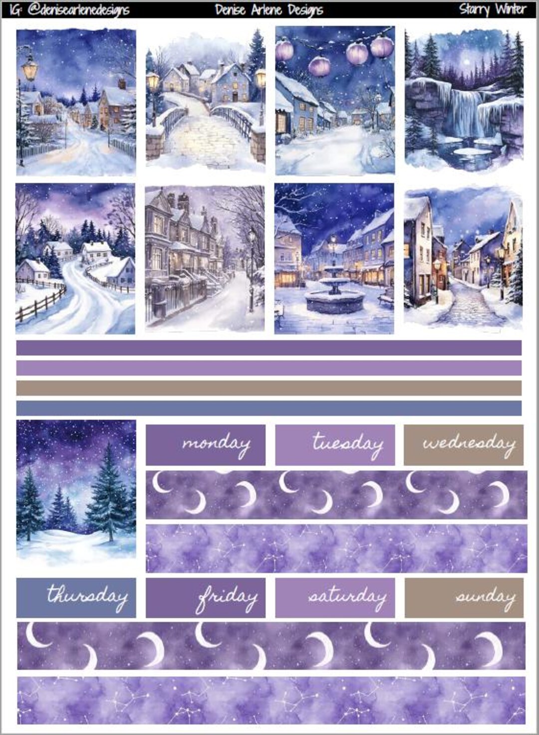STARRY WINTER Printable Erin Condren 7x9 Vertical Weekly Planner Kit - Etsy