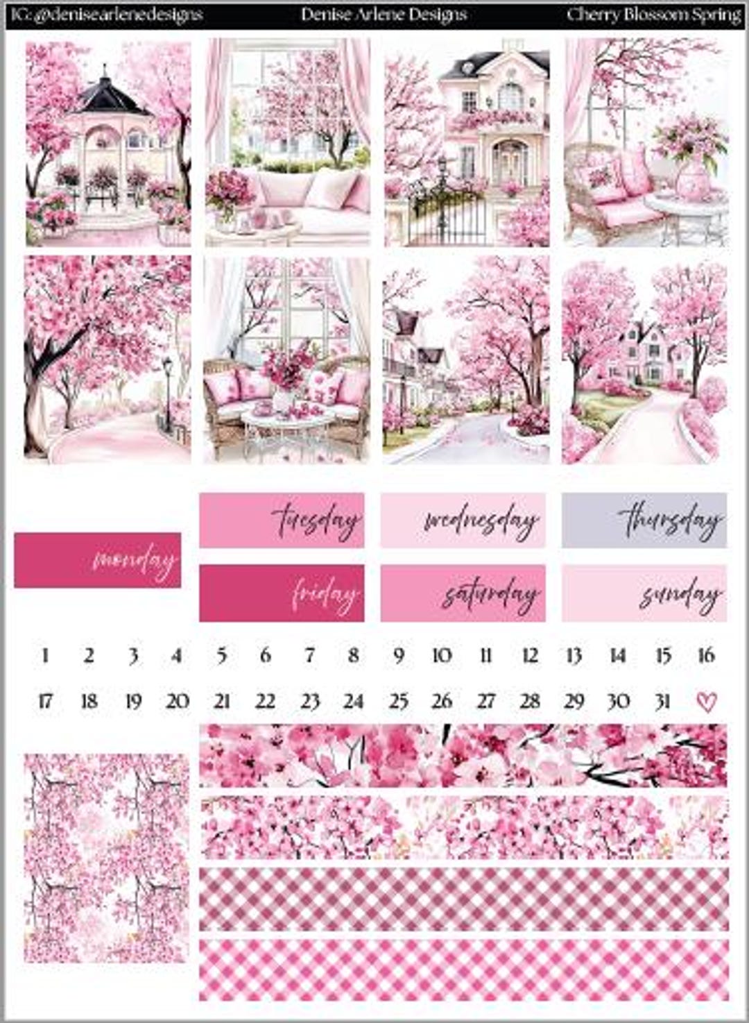 CHERRY BLOSSOM SPRING Printable Weekly Planner Kit (digital Download ...