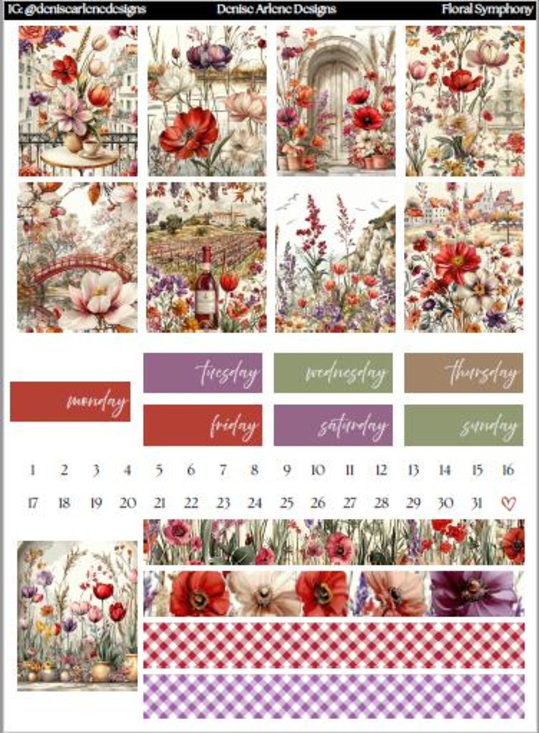 FLORAL SYMPHONY Printable Weekly Planner Kit (digital Download) - Etsy