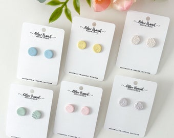 Spring Studs Earring Collection | Pastel Colors | Titanium Posts | Nickel Free| Hypoallergenic | Polymer Clay