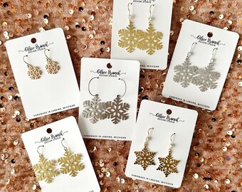 Limited Edition Snowflake Earring Collection | Gold Snowflakes | Silver Snowflakes | Hypoallergenic Nickel Free Earrings | Winter Earrings