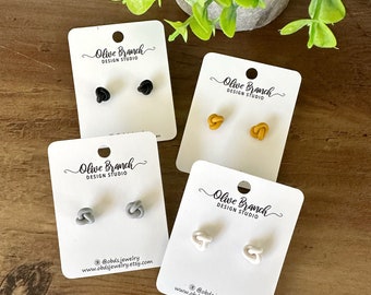 Knot Studs | Hand Tied Polymer Clay Earrings | Made in Michigan