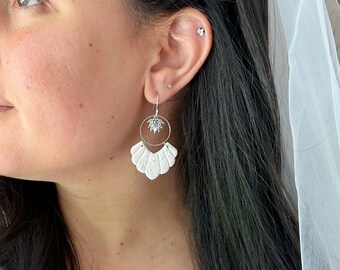 THE AURORA | Bridal Earrings | White Pearlescent Wedding Earrings | Bridal Shower | Hypoallergenic Lightweight