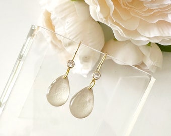 THE ODETTE | Pearl Teardrop Earrings | Polymer Clay | Lightweight | 14k Gold Plated or Platinum Plated | Nickel & Lead Free | Handmade