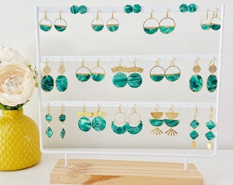 Summer Green Collection | Green Blue Teal Gold Earrings | 14k Gold Plated Earrings | Stainless Steel | Hypoallergenic | Lightweight