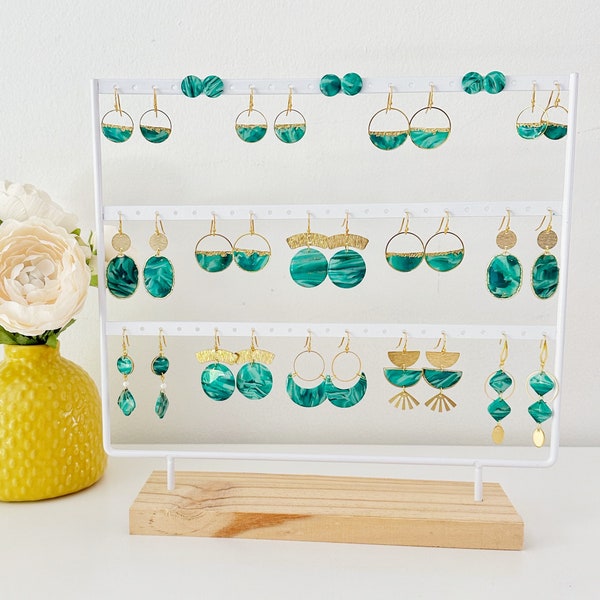 Summer Green Collection | Green Blue Teal Gold Earrings | 14k Gold Plated Earrings | Stainless Steel | Hypoallergenic | Lightweight