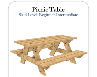 DIY/Woodworking/Build Plans/Picnic Table/Outdoor Furniture/Summer/Outdoors/Digital/Carpentry/Family/Food/Table