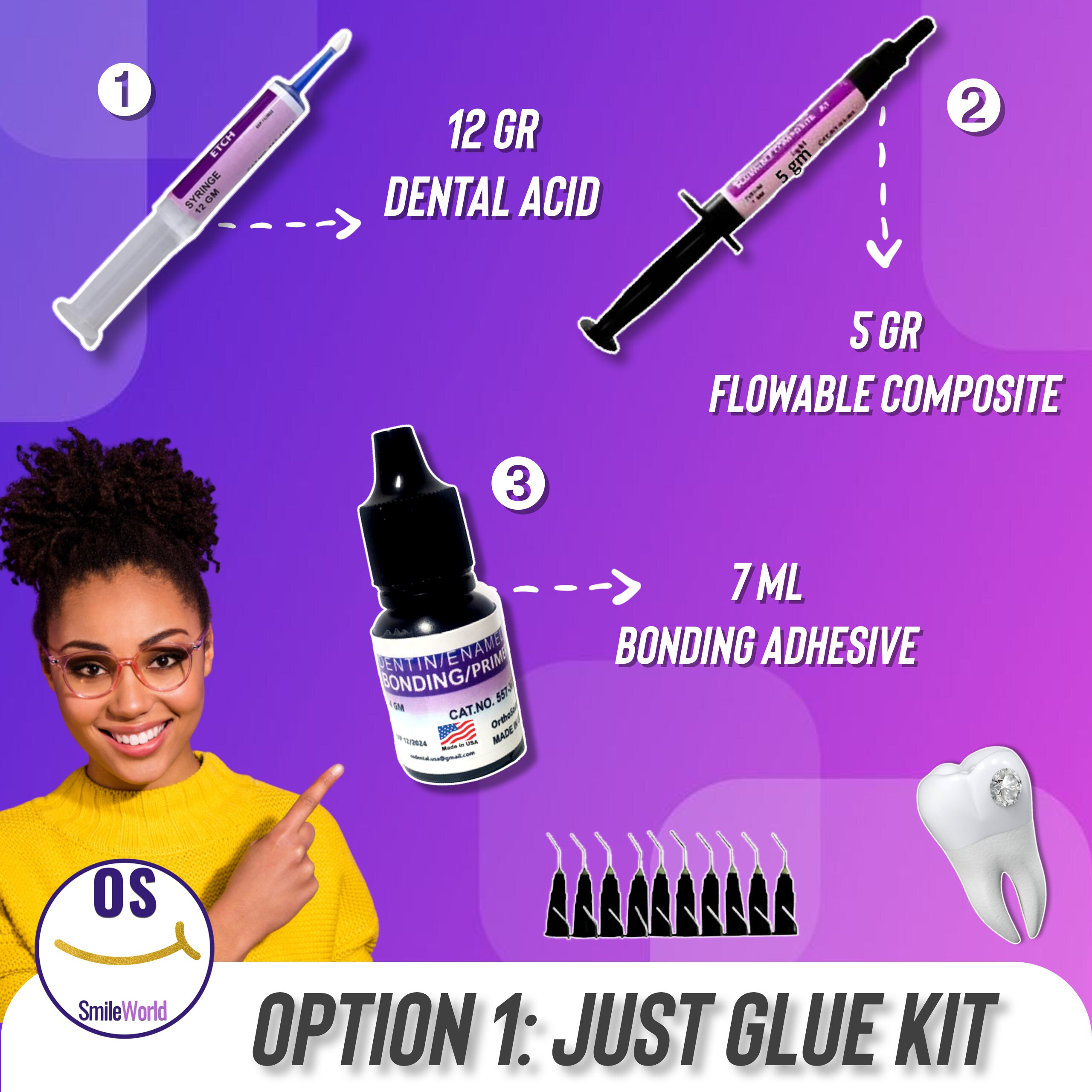 Tooth Gem Kit Dental Bonding Adhesive light Cure Flowable Composite