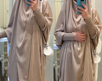 Satin French Jilbab Two-Piece Set | Prayer Jilbab | Free Size