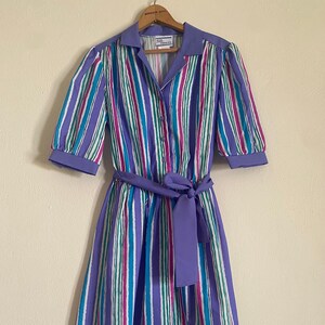 Vintage 80s Avon Fashions Striped Colorful Dress image 2