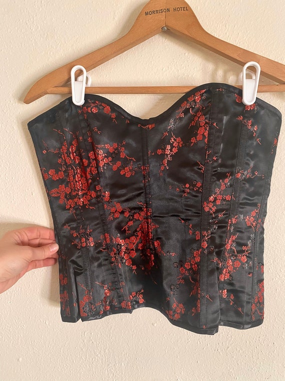 Black and Red Rose Corset