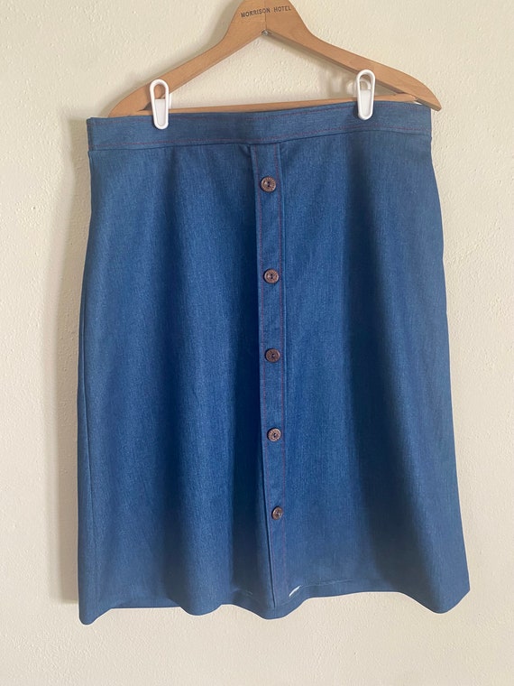 Vintage Laurente Rome Blue Polyester Skirt with Bu