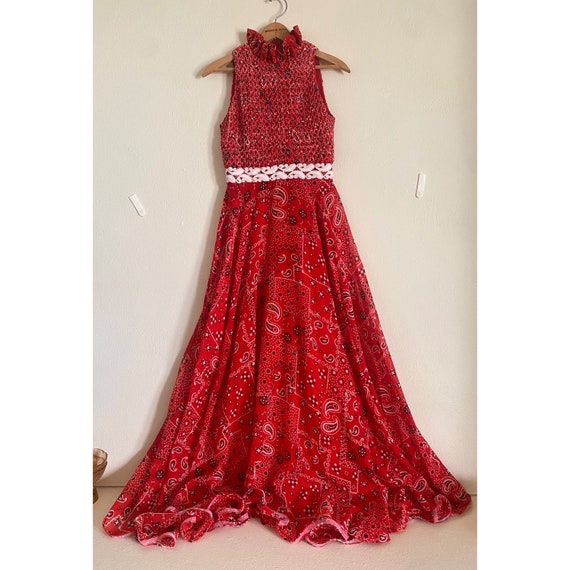 Vintage 1970’s Nancy’s Red Bandana Dress - image 1