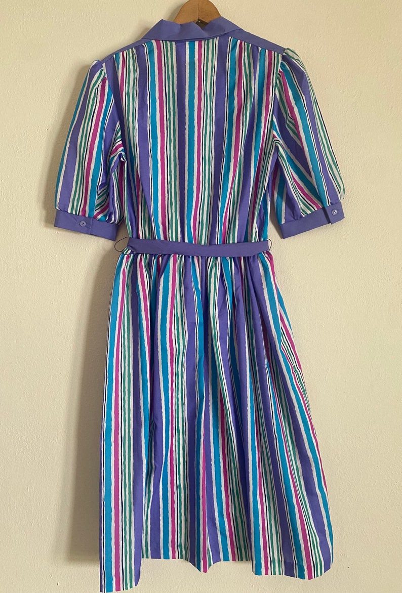 Vintage 80s Avon Fashions Striped Colorful Dress image 6