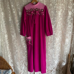 Vintage 60s Dela-Ann Pink/Purple Floor Length Robe