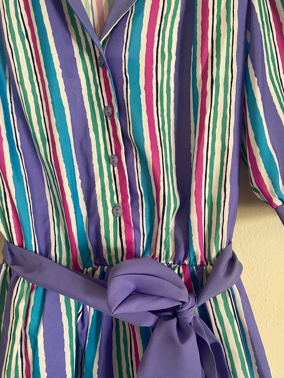 Vintage 80’s Avon Fashions Striped Colorful Dress - image 3