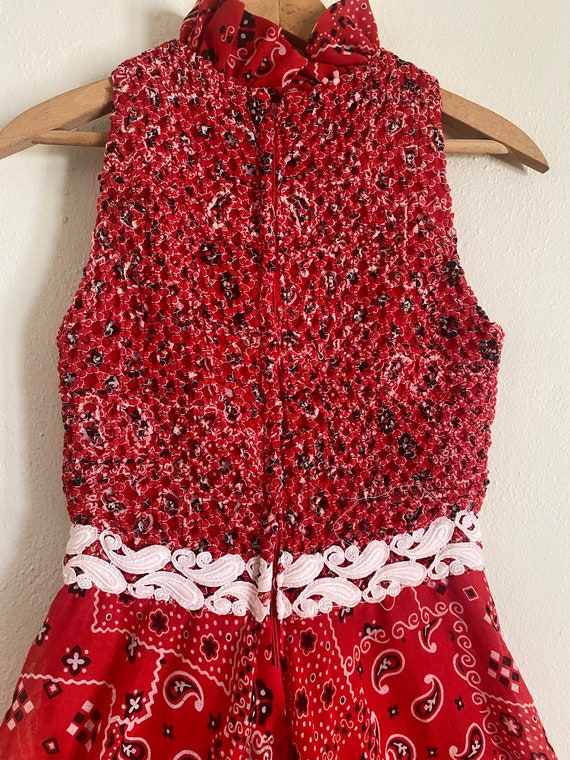Vintage 1970’s Nancy’s Red Bandana Dress - image 6