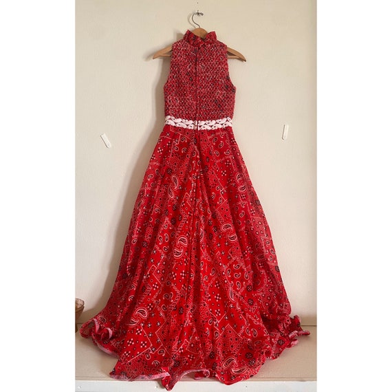Vintage 1970’s Nancy’s Red Bandana Dress - image 2