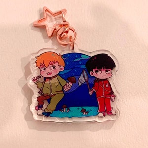 Mob and Reigen 2” hiking acrylic keychains
