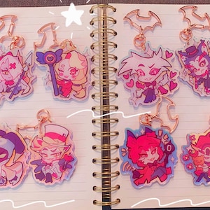 Hazbin Rainbow  keychain charms  2.5” —- devil Hotel