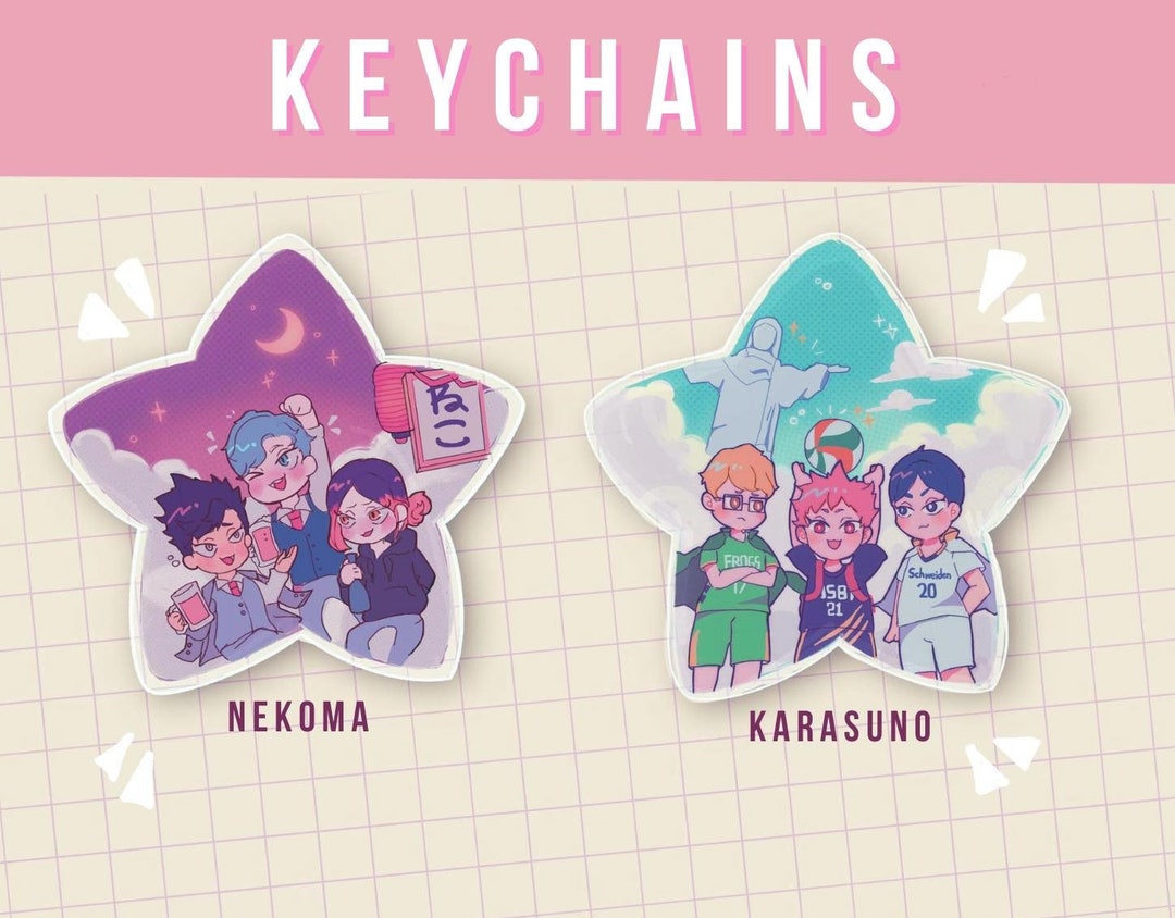 HQ Volleyball Boy Karsuno & Nekoma Timeskip Holographic Keycahins 3 ...