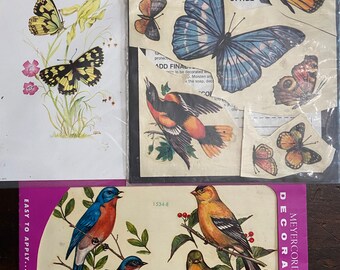 Vintage Meyercord Birds and Butterfly’s Decals