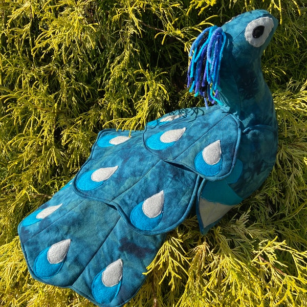 Beautiful Blue Peacock Accent Plush Pillow