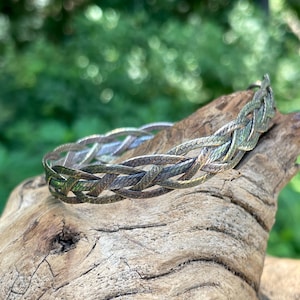 Italy Gold Over Sterling Silver Tri Weave Braided Herringbone Bracelet 7”