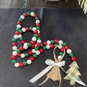 Christmas tree garland | Christmas garland | farmhouse garland | beaded garland | wooden garland | tree #2