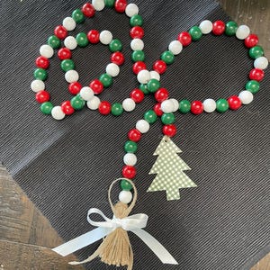 Christmas tree garland | Christmas garland | farmhouse garland | beaded garland | wooden garland | tree #1