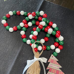 Christmas tree garland | Christmas garland | farmhouse garland | beaded garland | wooden garland | tree #4