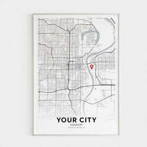 Custom City Map, Any Town, Any City, Custom Area Map, Custom Map Print, City Map Print, Your City, Printable Wall Art, Digital Download image 1