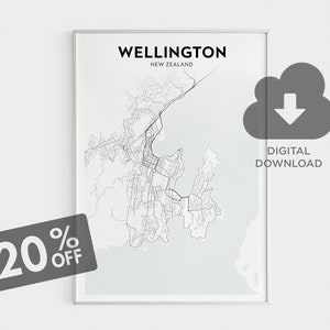 Wellington Map Print, Wellington City Map Art, New Zealand Map, Asian Cities , Minimalist Map Print, Wall Art Decor, Office Room Wall Decor